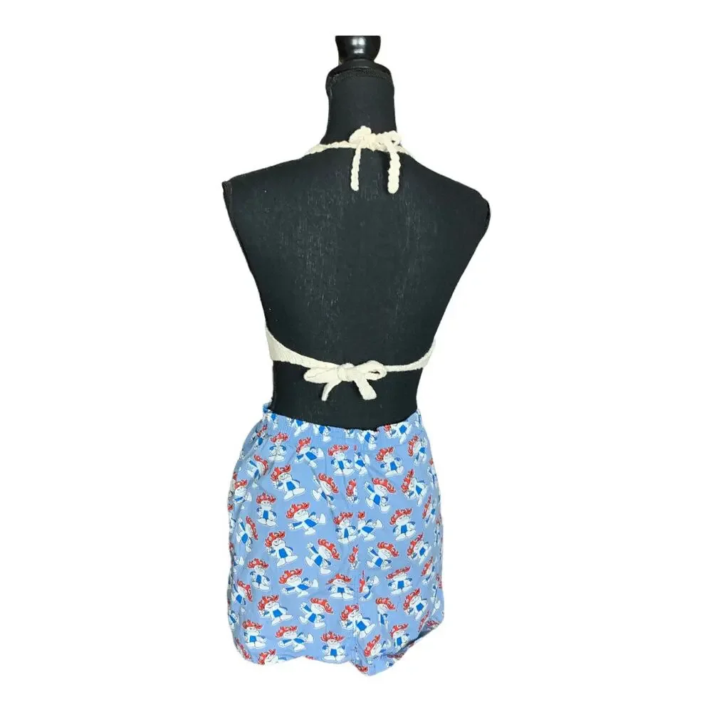 Hawaiian Punch Mini Skirt MEDIUM Upcycled One of A Kind Fun Retro 80s Blue - Picture 3 of 5